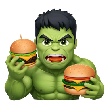 hulk eating burger black hair sticker