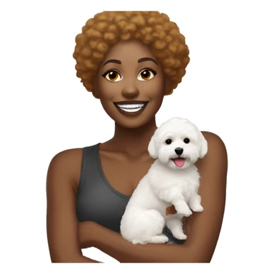 Black woman with a white maltipoo wishing a happy Thanksgiving  sticker