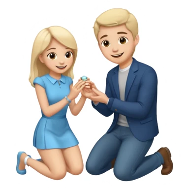 🧎‍♂️‍➡️💍💃 a boy parposing a girl boy on his knee and boy give him ring  sticker
