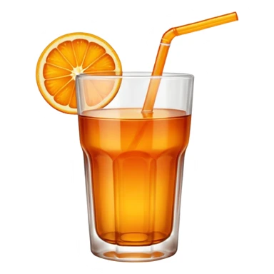 Orange drink, smooth glass cup, no straw no orange slice.  sticker