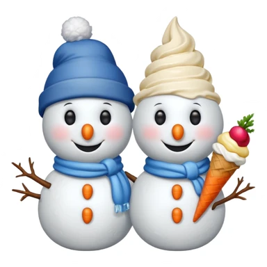 snowmen wearing cap with ice cream sticker