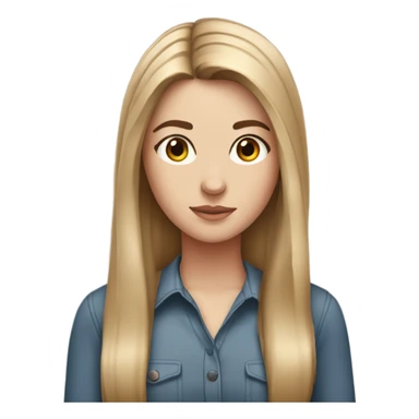 White girl with brown pin straight hair down to low chest sticker