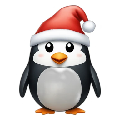 penguin with santa hat sticker