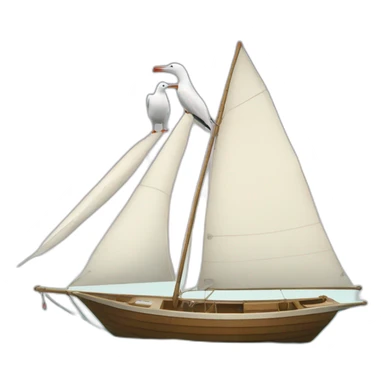 Two small albatross on sailboat where is the sail? sticker