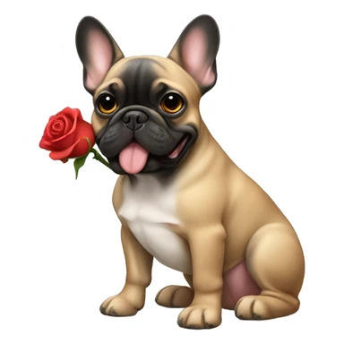 French bulldog black and tan with rose sticker