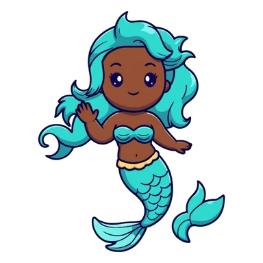 black mermaid with dark skin sticker