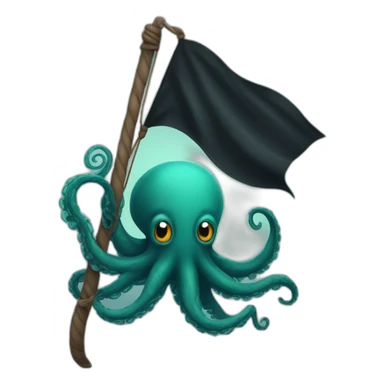 cute kraken hanging a black flag sticker