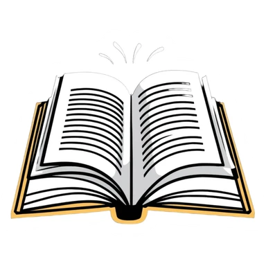 An open book with pages flipping sticker