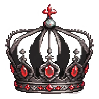 ornate black crown with red gem accents sticker