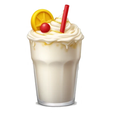 beautiful and delicate milkshake with two straws with a Summer Core, in white, bright crimson red and yellow gold colors sticker