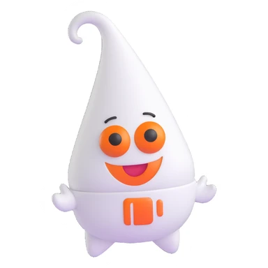 Reddit Snoo mascot, 3D emoji style, white body, orange eyes, playful expression sticker