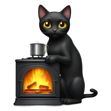 a black cat with primus stove in the paws sticker