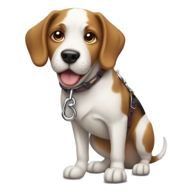 Dog with a leash sticker
