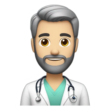 white skin color doctor brown beard smiles short black hair on the head sticker