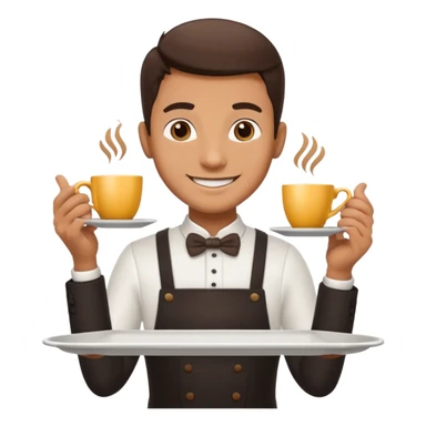 Cafe waiter man with tray sticker
