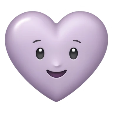 apple style emoji heart in pale grayish lavender, simple and soft sticker