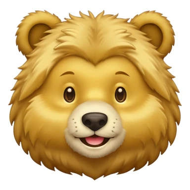 create a golden bear emoji just of the face using the style of microsoft bear emoji sticker