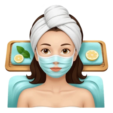 Lady with face mask spa beauty full face relaxing sticker