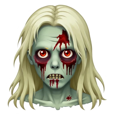 Zombi de cabelo grande, olhos escuro com mancha de sangue no rosto sticker