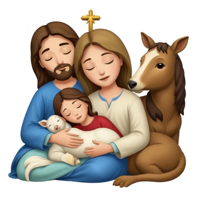 Marie Joseph Jesus et les animaux font tous dodo sticker