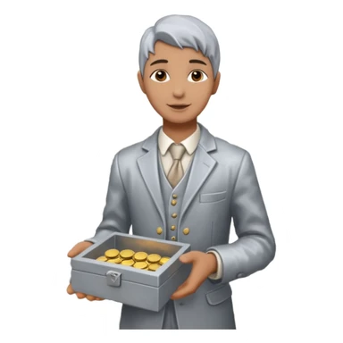 Living statue (silver paint),Street Performers,background street setup, with coins box sticker