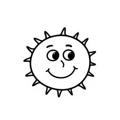 smiling sun hand drawn doodle style sticker