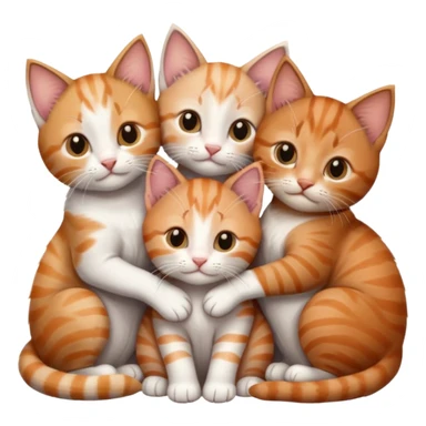 3 kittens cuddling together all different colours, the first one is grey and white, the second is ginger and white and the third is brown tabby and white sticker