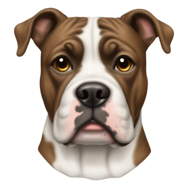 Portrait of a brindle bully breed dog with white around her muzzle and up her forehead. And a white chest.  sticker