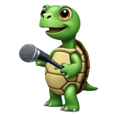 Turtle holding a microphone sticker