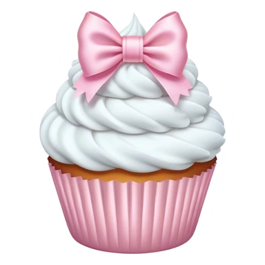White cupcake with light pink bow sticker