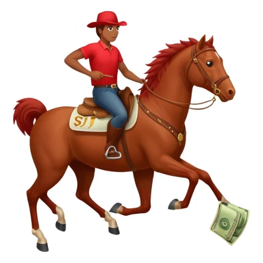 red horse agressive running money on the saddle text “ZGI” on leg sticker