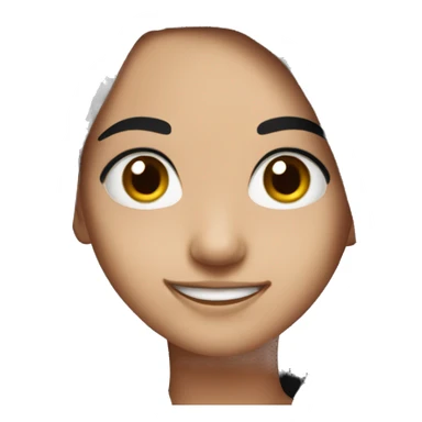 smiling girl with long black hair and eyes and eyebrows sticker