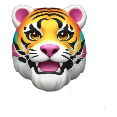 rainbow tiger Japanese mask sticker