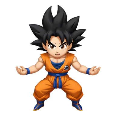 A Goku Emoji Going Super Saiyan with an aura around him sticker