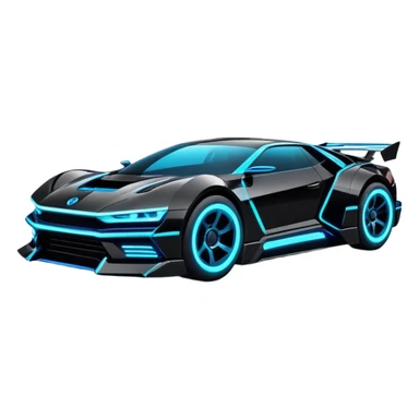 futuristic black and blue cyberpunk car sticker