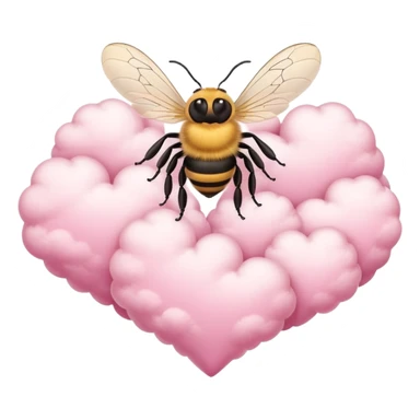 pink hearted + cloud + bee sticker