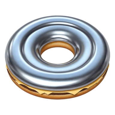Futuristic metallic donut-shaped spaceship sticker