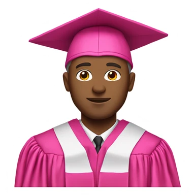 white man in a pink graduation and pink academic regalia sticker