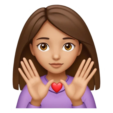 Girl with hazel eyes olive skin tone and brown straight hair making a heart with her hands  sticker