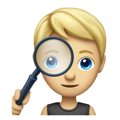 blonde &blue eyes boy with a magnifying glass sticker