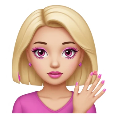 Girl with pink nails and lashes sticker