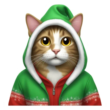 Cat with christmas hoodie sticker