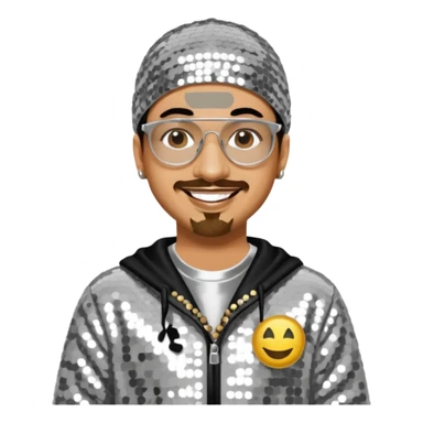 Ali G with silver sequin outfit sticker