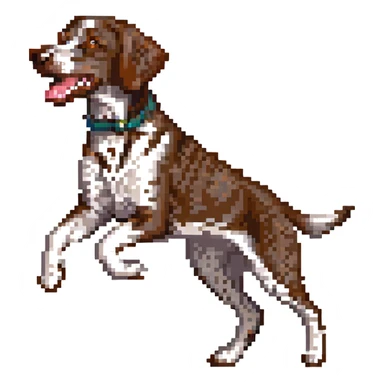 pixel art german shorthaired pointer dog, running, energetic sticker