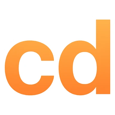 letters 'cd' in bold modern style orange gradient color sticker