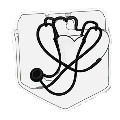 Heart shaped stethoscope black line painting stickers  sticker