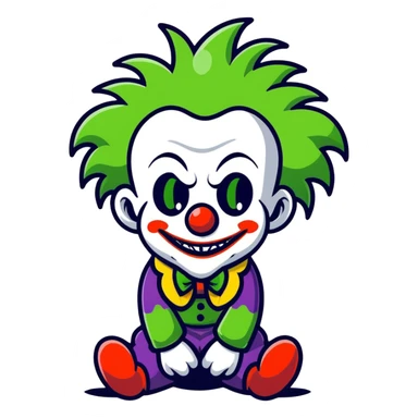 Sad joker clown with green dreadlocks sticker
