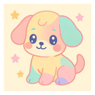 cute puppy inspired by the delicate and colorful style of Hikaru Kotz, soft strokes, vibrant colors, cute expression, artistic details, light background sticker