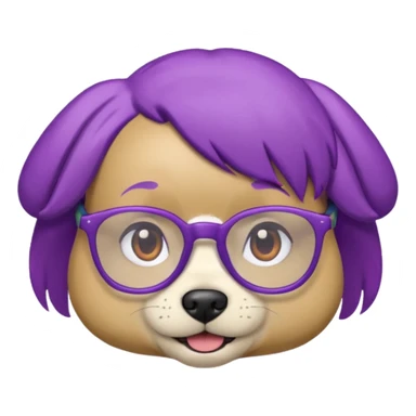purple haired dog wearing glassess sticker