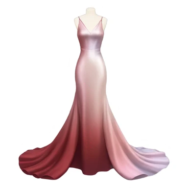 Realistic isolated long slim pastel #EE0 formal party satin dress with gradient shiny sparkling dark red sticker